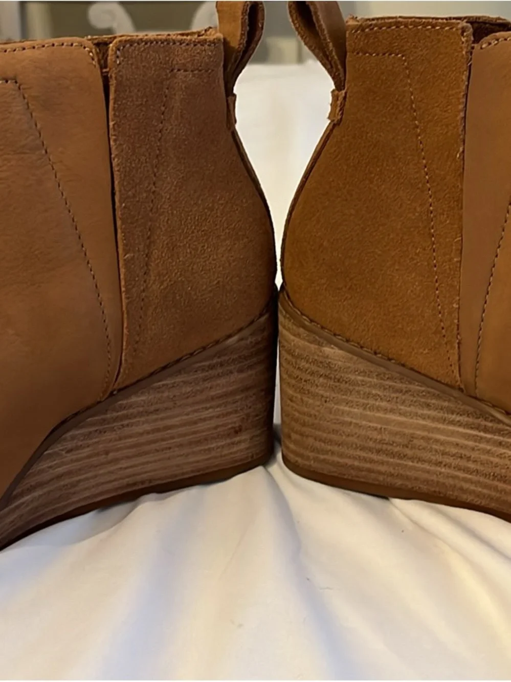 Toms Clare Wedge Ankle Boots - Tan